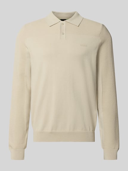 Produktfoto, beżowa koszulka polo Relaxed Fit Poloshirt mit Woll-Anteil Modell 'KN_Momentum-X PL' od BOSS Green, gładka faktura