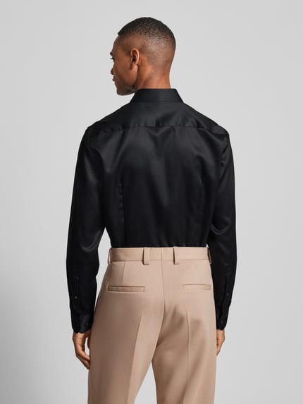 Jake*s Slim Fit Businesshemd aus Satin Black 5