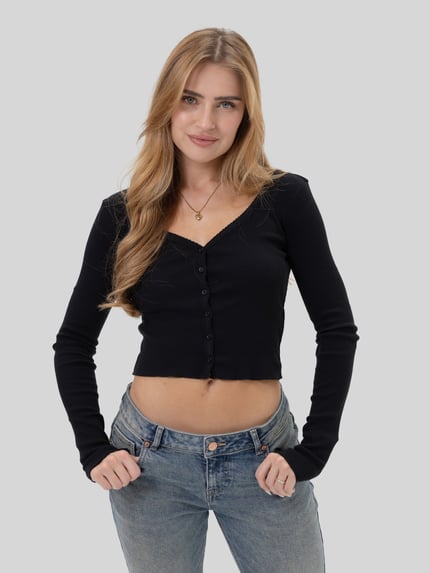 REVIEW Anna von Klinski x REVIEW Longsleeve mit V-Ausschnitt Black 4
