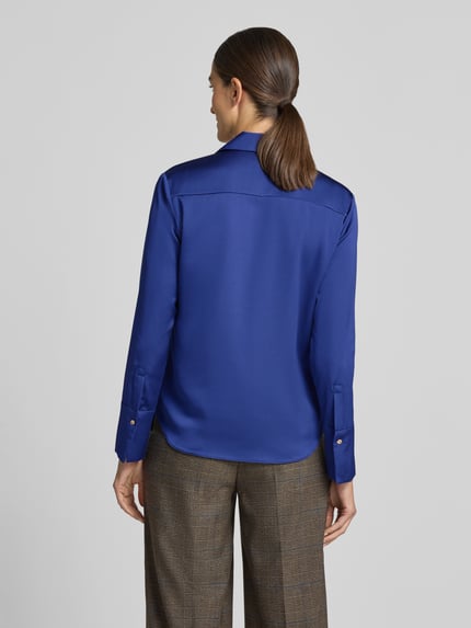 MANGO Slim Fit Bluse aus Satin Modell 'IDEALE' Royal 5