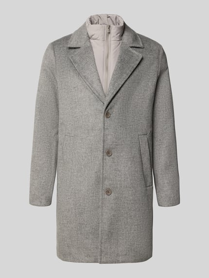 Produktfoto, grijze Mantel met Stehkragen Modell 'BLASTANFORD' van Jack & Jones Premium, wolmix, knopen, rits, steekzakken