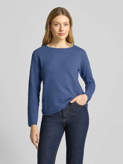 FREE/QUENT Sweter z dzianiny z okrągłym dekoltem model ‘Dodo’ Niebieski 4