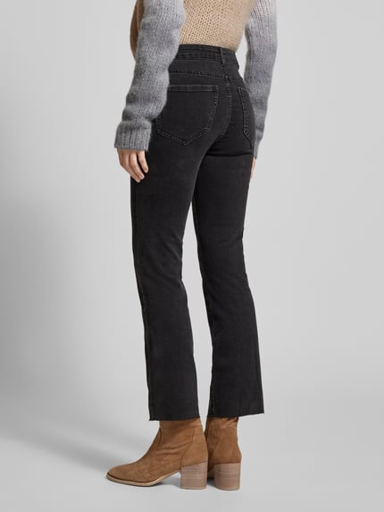 VERO MODA Bootcut High-Waist-Jeans mit offenem Saum Modell 'SHEILA' Black 5