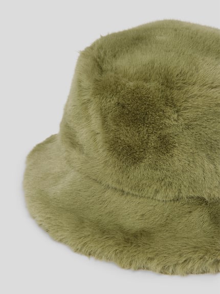 Stand Studio Bucket hat van imitatiebont Lichtgroen - 3