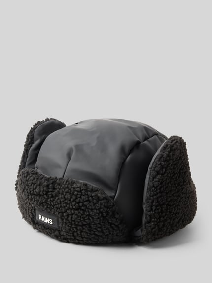 Rains Muts met voering van teddybont, model 'Fleece Trapper' Zwart - 1