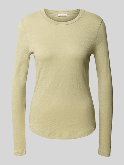 Marc O'Polo Shirt met lange mouwen met afgeronde zoom Rietgroen - 2