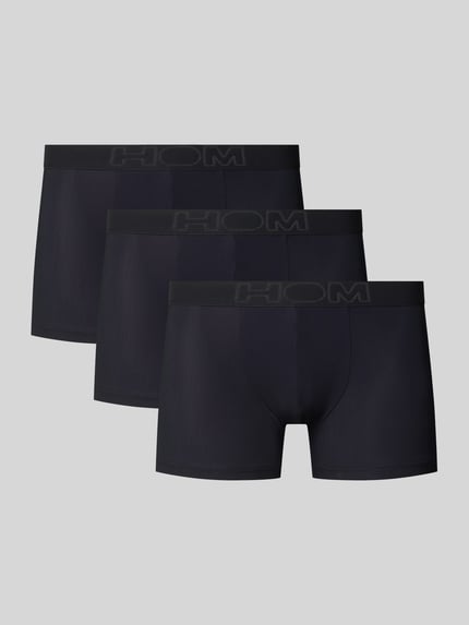 Productfoto, Boxershorts met elastische logo-tailleband van HOM, zwart, strakke pasvorm, materiaal-mix met stretch.