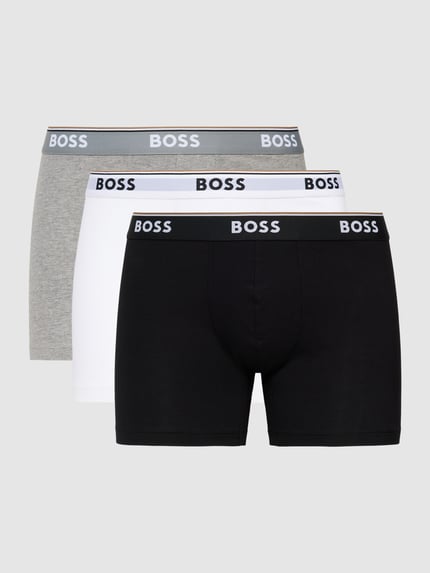 BOSS Trunks mit Logo-Bund im 3er-Pack Modell 'Power' Mittelgrau Melange 2