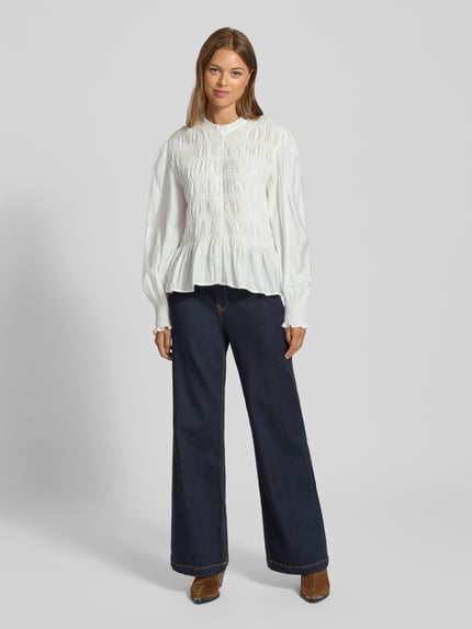 Neo Noir Bluzka koszulowa o kroju slim fit z bufiastymi rękawami model ‘Mocca’ Biały 1