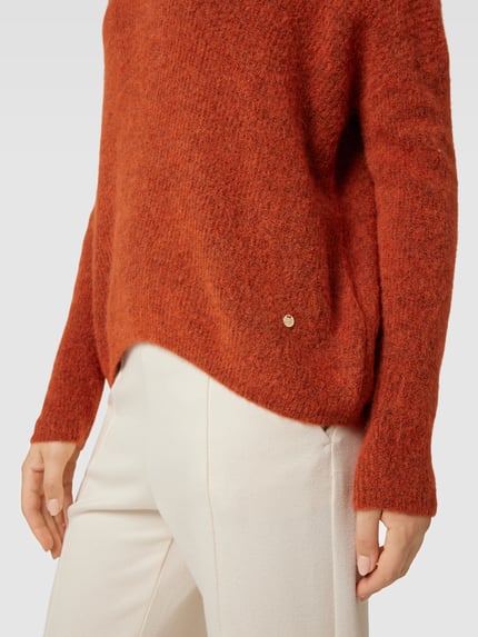 MOS MOSH Gebreide pullover met V-hals, model 'THORA' Oranje - 3