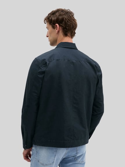 Marc O'Polo Regular Fit Hemdjacke aus Baumwoll-Leinen-Mix Marine 5