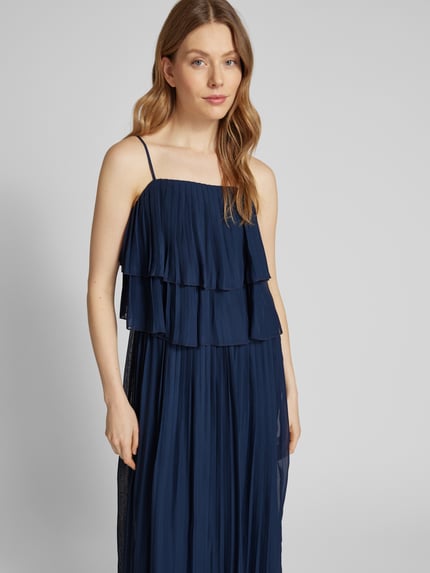 VILA Maxi-jurk met volants, model 'CHIFFON' Marineblauw - 3