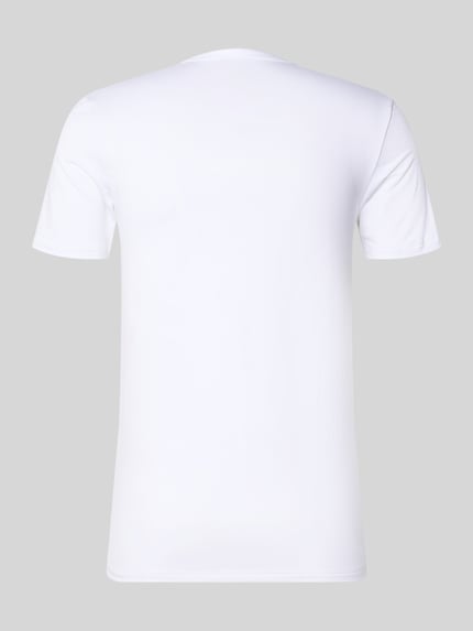 Produktfoto, weißes T-Shirt aus Modal-Mix mit Rundhalsausschnitt von Mey, glatte Oberfläche, schmal geschnitten, Rückansicht.