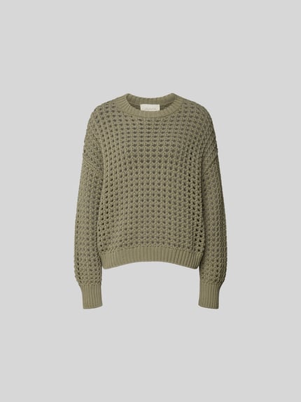 Relaxed fit pullover met gaatjesmotief Shop The Look MANNEQUINE