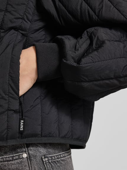 Rains Gewatteerd jack met knoopsluiting, model 'Banja Liner' Zwart - 3