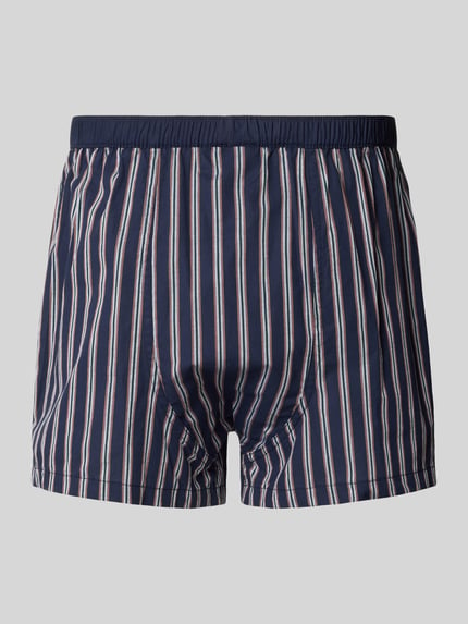 Produktfoto, Boxershorts mit elastischem Bund und Label-Detail im 2er-Pack von bugatti, reine Baumwolle, Regular Fit, gestreiftes Design