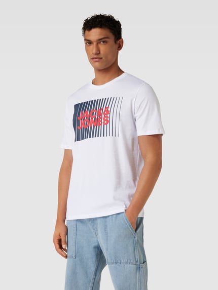 JACK & JONES t-shirt z nadrukiem z logo model 'CORP' Biały 4