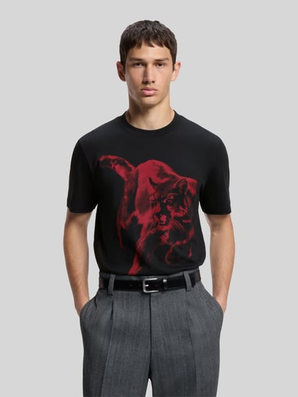 HUGO t-shirt o kroju regular fit z czystej bawełny model 'Daffilo' Czarny 4