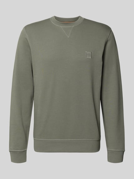 Produktfoto, Relaxed Fit Sweatshirt aus reiner Baumwolle Modell 'WESTART' von BOSS Orange, unifarben, Label Patch, Rundhals, langarm, Sweatstruktur