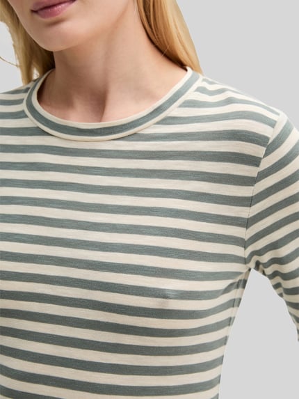 Marc O'Polo Langarmshirt mit Rollsaum-Akzent Aqua 3