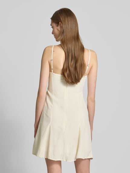 REVIEW Ausgestelltes Minikleid Leinen-Anteil Offwhite 5