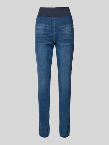 FREE/QUENT Slim Fit Jeans mit breitem elastischem Bund Modell 'SHANTAL' Jeansblau 2