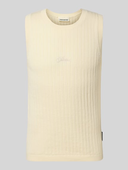 PROHIBITED Gebreide top met labelstitching Offwhite - 2