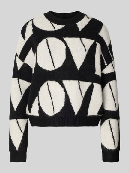 VERO MODA Regular fit gebreide pullover met wol, model 'LOVE' Zwart - 2