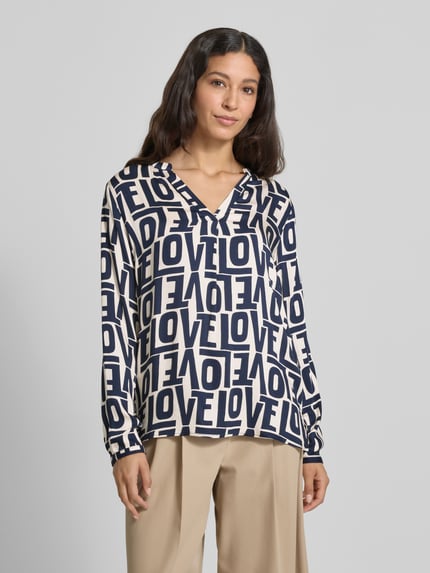 Milano Italy Blouseshirt met V-hals Marineblauw - 4
