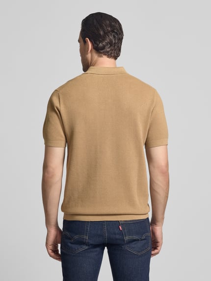 Christian Berg Men Koszulka polo o kroju slim fit z fakturowanym wzorem Piaskowy 5
