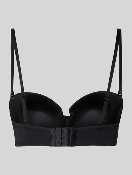 Produktfoto, Regular Fit BH in Balcony-Optik von DORINA, elastyczna mieszanka materiałów, odpinane, regulowane cienkie ramiączka, zapięcie na haftkę, kolor czarny, gładka faktura
