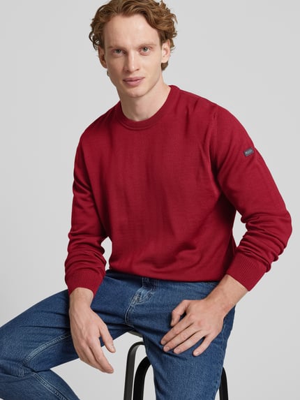 MAERZ Muenchen Regular fit gebreide pullover van zuivere scheerwol Bordeaux - 3