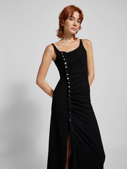 Rabanne Maxi-jurk met knoopsluiting Zwart - 3