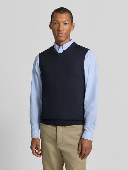 Christian Berg Men Slim Fit Pullunder aus Baumwoll-Mix mit V-Ausschnitt Marine 4