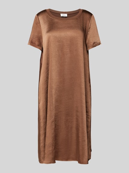 ROBE LÉGÈRE Knielanges Kleid mit geripptem Rundhalsausschnitt Cognac 2