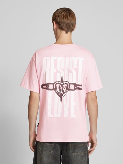 Karl Kani T-shirt met labelprint Felroze - 5