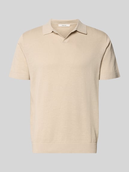 Produktfoto, Regular Fit Poloshirt aus Baumwoll-Leinen-Mix Modell 'MATTIS' von SELECTED HOMME in Beige, Feinstrick, unifarben, kurzarm