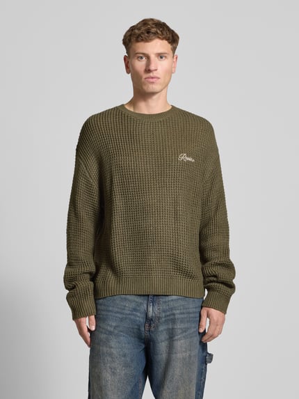 REVIEW Gebreide pullover met ronde hals Olijfgroen - 4