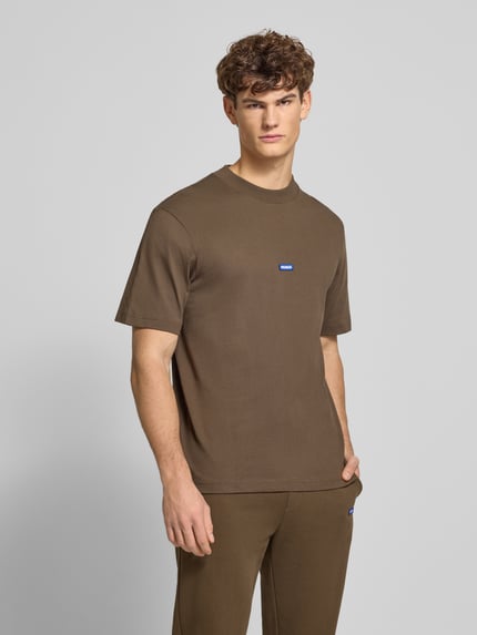 HUGO Blue Regular fit T-shirt van puur katoen, model 'NIEROS' Donkerbruin - 4
