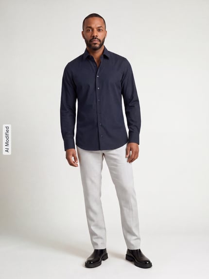 OLYMP Level 5 Slim Fit Businesshemd mit Kentkragen Marine 1