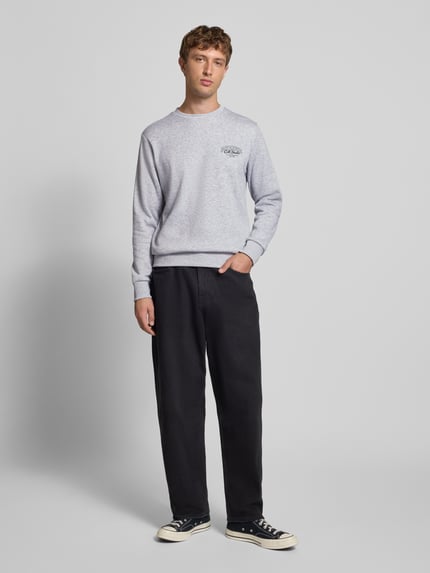 JACK & JONES Sweatshirt mit Label-Print Modell 'MAKOTO' Hellgrau Melange 1