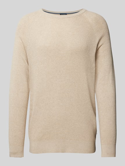OLYMP Level 5 Sweter z dzianiny z prążkowanymi wykończeniami Piaskowy 2