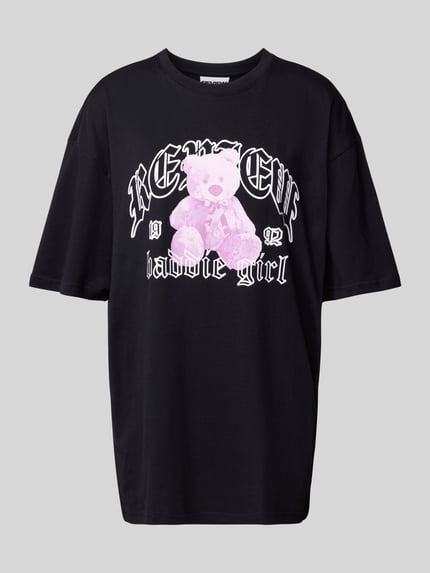 REVIEW Oversized T-shirt met labelprint Zwart - 2