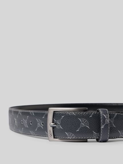 Produktfoto, Gürtel mit Leder-Anteil und Allover-Muster von JOOP! für heren, materiaalmix met leer, klassiek pasvorm, all-over motief, doornsluiting van metaal, labeldetail, riembreedte 4 cm