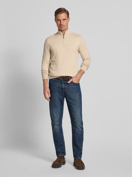 Selected Regular Fit Troyer aus reiner Baumwolle Modell 'BERG' Ecru 1