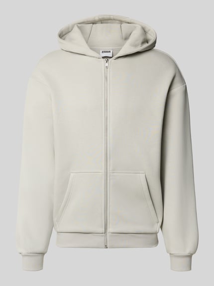 Produktfoto, Regular Fit Strickjacke aus Baumwoll-Mix mit Kapuze von URBAN CLASSICS, mieszanka bawełny, krój regular fit, kieszeń kangurka, kaptur, Długość tyłu w rozmiarze M: 70 cm, Długość rękawów w rozmiarze M: 64 cm