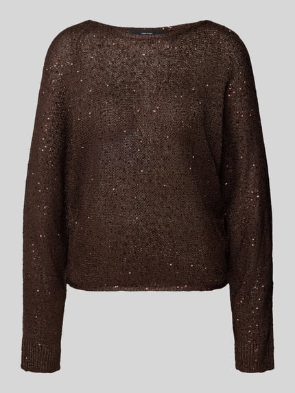 VERO MODA Pullover mit schimmerndem Strickdetail Schoko 1