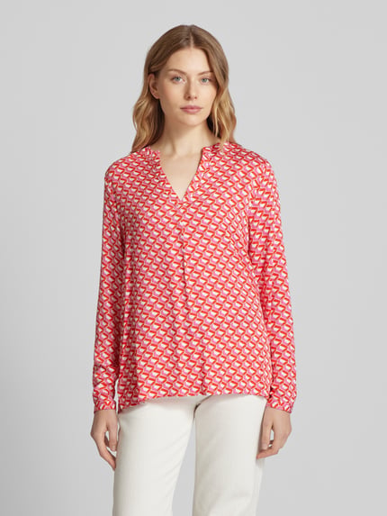 Milano Italy Regular Fit Bluse mit V-Ausschnitt Rot 4