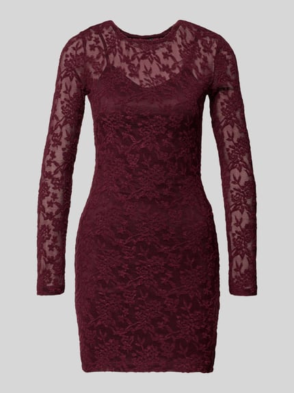 ONLY Tailliertes Minikleid mit Spitzen-Detail Modell 'BLAISE' Bordeaux 2