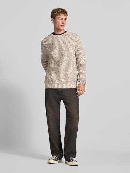 JACK & JONES Regular Fit Strickpullover aus Baumwoll-Mix Modell 'AXON' Beige 1